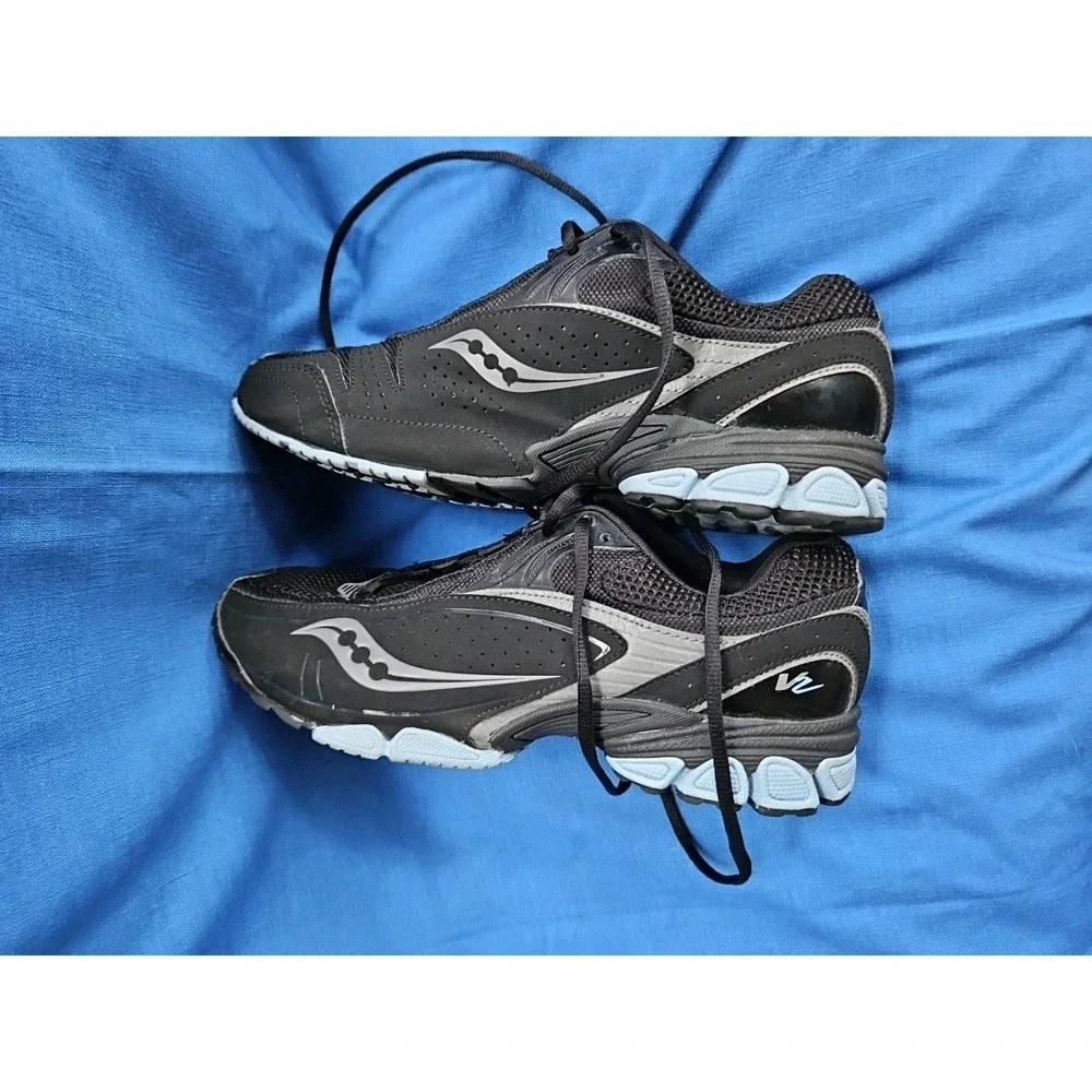 Saucony V2 Grid Running Shoes Triumph Trainers‎ Black Blue Sz 10 EXCELLENT